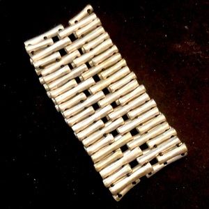 Silver adjustable bamboo bracelet
